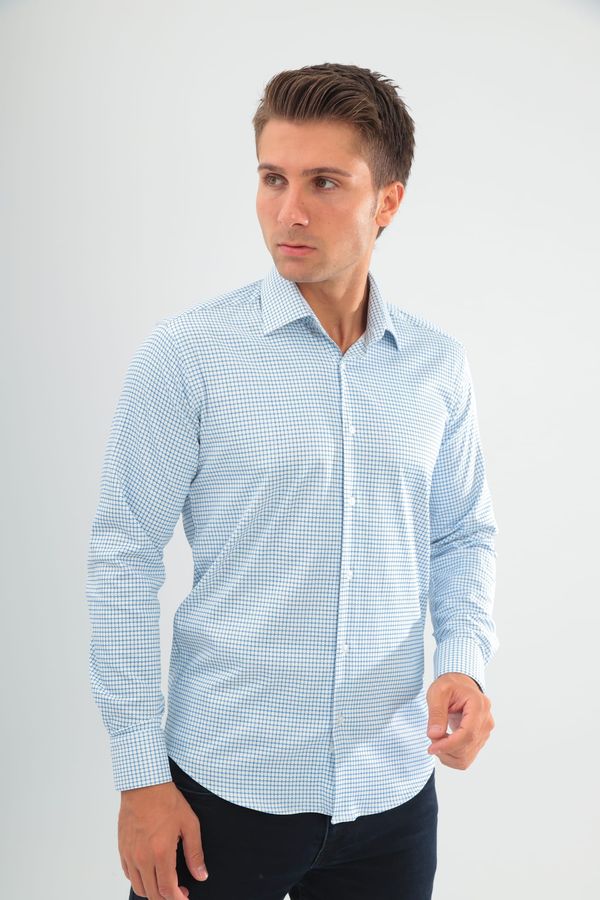 Lycra Slimfit Mavi kareli