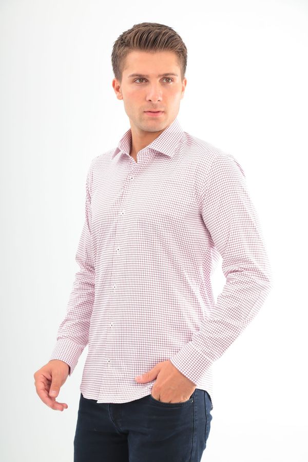 Lycra Slimfit Bordo kareli