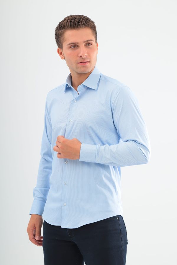 Lycra Slimfit Mavi Çizgili