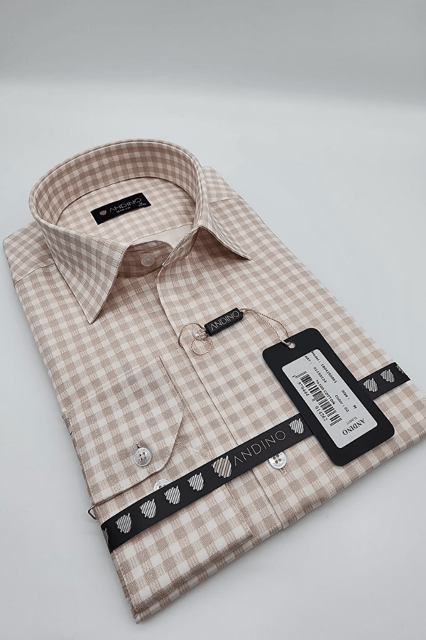 %100 Cotton Slimfit Bej kareli